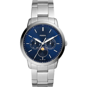 Buy Shop Fossil Neutra Minimalist Moonphase Blue Dial Silver Steel Strap Watch for Men - FS5907 USA Online
