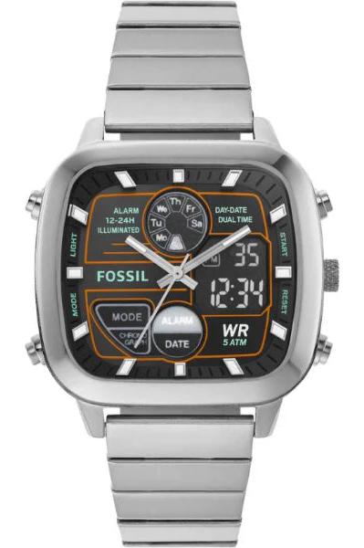 Buy Shop Fossil Retro Analog-Digital Black Dial Silver Steel Strap Watch for Men - FS5890 USA Online