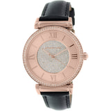 Buy Shop Michael Kors Catlin Rose Gold Crystal Dial Black Leather Strap Watch for Women - MK2376 USA Online