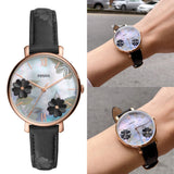 Buy Shop Fossil Jacqueline Mother of Pearl Dial Black Leather Strap Watch for Women - ES4535 USA Online