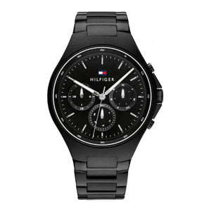 Buy Shop Tommy Hilfiger Justin Chronograph Black Dial Black Steel Strap Watch For Men - 1792055 USA Online