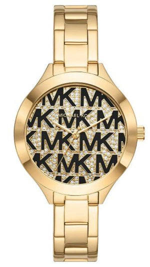 Buy Shop Michael Kors Slim Runway Crystals Gold Dial Gold Steel Strap Watch for Women - MK4659 USA Online