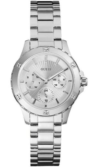Buy Shop Guess Mist Quartz Silver Dial Silver Steel Strap Watch For Women - W0443L1 USA Online