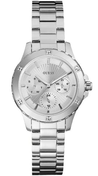 Buy Shop Guess Mist Quartz Silver Dial Silver Steel Strap Watch For Women - W0443L1 USA Online