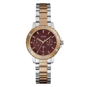 Buy Shop Guess Mist Analog Maroon Dial Two Tone Steel Strap Watch For Women - GW0723L2 USA Online