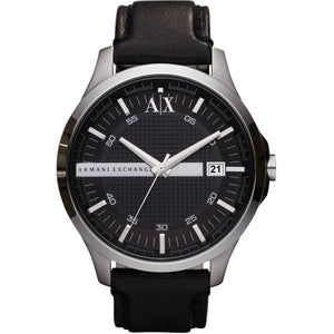 Buy Shop Armani Exchange Hampton Chronograph Black Dial Black Leather Strap Watch For Men - AX2101 USA Online