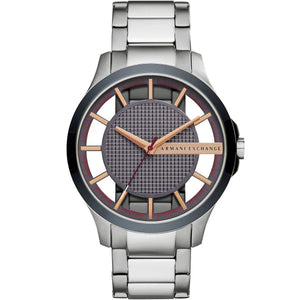 Buy Shop Armani Exchange Hampton Chronograph Grey Dial Silver Steel Strap Watch For Men - AX2405 USA Online