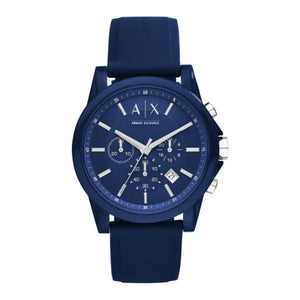 Buy Shop Armani Exchange Outerbanks Chronograph Blue Dial Blue Silicone Strap Watch For Men - AX1327 USA Online