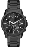 Armani Exchange Banks Chronograph Black Dial Black Steel Strap Watch For Men - AX1722