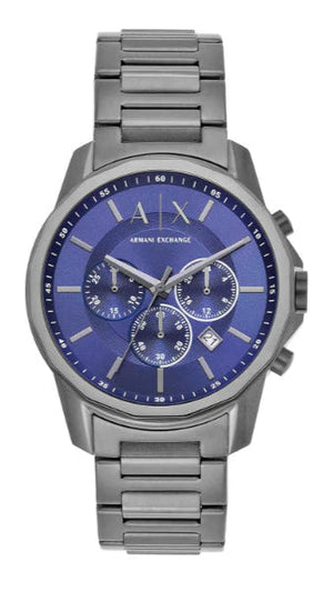 Armani Exchange Banks Chronograph Blue Dial Grey Steel Strap Watch For Men - AX1731