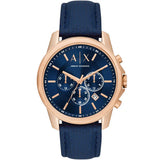 Armani Exchange Banks Chronograph Blue Dial Blue Leather Strap Watch For Men - AX1723