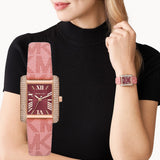 Buy Shop Michael Kors Emery Quartz Diamonds Red Dial Pink Leather Strap Watch For Women - MK2966 USA Online