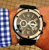 Buy Shop Bulova Marine Star Chronograph Black Dial Black Rubber Strap Watch for Men - 98B127 USA Online