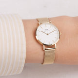 Buy Shop Daniel Wellington Classic Petite Evergold White Dial Gold Mesh Bracelet Watch For Women - DW00100350 USA Online