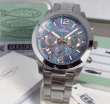 Buy Shop Fossil Perfect Boyfriend Mother of Pearl Blue Dial Silver Steel Strap Watch for Women - ES3880 USA Online