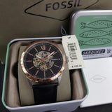 Buy Shop Fossil Flynn Mechanical Black Dial Black Leather Strap Watch for Men - BQ2216 USA Online