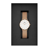 Buy Shop Daniel Wellington Classic Petite Melrose White Dial Rose Gold Mesh Bracelet Watch For Women - DW00100163 USA Online
