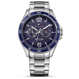Buy Shop Tommy Hilfiger Erik Chronograph Blue Dial Silver Steel Strap Watch for Men - 1791366 USA Online