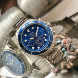 Buy Shop Fossil FB-03 Chronograph Blue Dial Silver Steel Strap Watch for Men - FS5724 USA Online