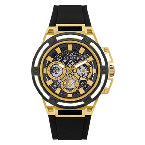 Buy Shop Guess Matrix Multifunction Gold Dial Black Rubber Strap Watch For Men - GW0423G2 USA Online