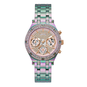 Buy Shop Guess Heiress Multifunction Diamonds Purple Dial Purple Steel Strap Watch for Women - GW0440L3 USA Online