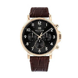 Tommy Hilfiger Daniel Black Dial Brown Leather Strap Watch for Men - 1710379