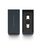 Buy Shop Daniel Wellington Classic Dover Black Dial White Nylon Strap Watch For Women - DW00100310 USA Online