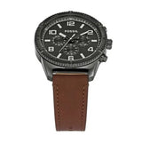 Buy Shop Fossil Brox Multifunction Grey Dial Brown Leather Strap Watch for Men - BQ2800 USA Online