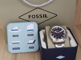 Buy Shop Fossil Pilot 54 Chronograph Navy Blue Dial Silver Steel Strap Watch for Men - FS5203 USA Online