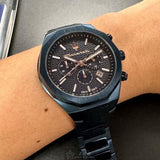 Buy Shop Maserati Stile Chronograph Blue Dial Blue Steel Strap Watch For Men - R8873642008 USA Online