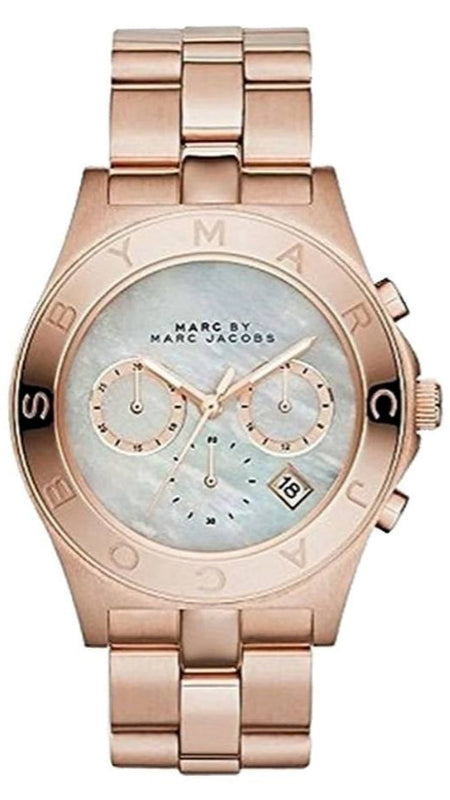 Buy Shop Marc Jacobs Blade Chronograph Mother of Pearl White Dial Rose Gold Steel Strap Watch for Women - MBM8637 USA Online