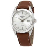 Buy Shop Tissot Gentleman Powermatic 80 Silicium Silver Dial Brown Leather Strap Watch For Men - T127.407.16.031.00 USA Online