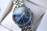 Citizen Eco Drive Chronograph Blue Dial Silver Steel Strap Watch For Men - AT2140-55L