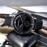 Buy Shop Emporio Armani Gianni Quartz Black Dial Black Leather Strap Watch For Men - AR0382 USA Online