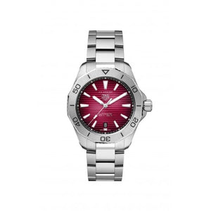 Buy Shop Tag Heuer Aquaracer Professional 200 Automatic Red Dial Silver Steel Strap Watch for Men - WBP2114.BA0627 USA Online