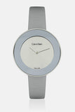 Calvin Klein Chic Silver Dial White Leather Strap Watch for Women - K7N23UP8