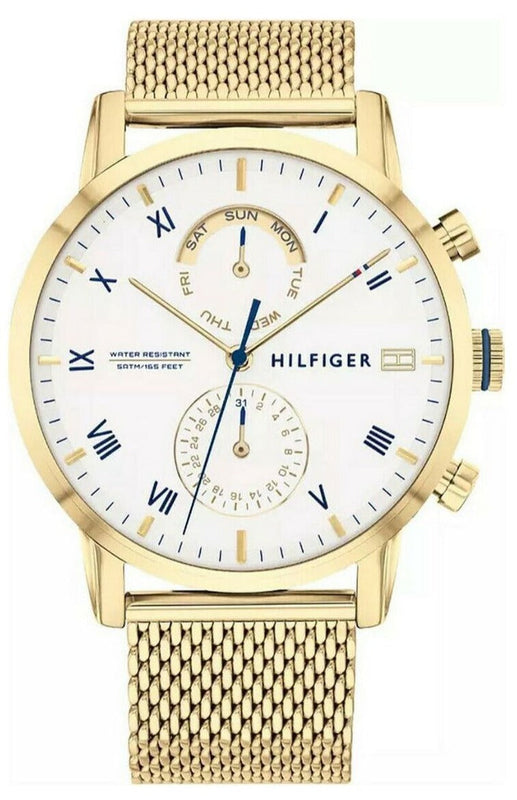 Buy Shop Tommy Hilfiger Kane White Dial Gold Mesh Bracelet Watch for Men - 1710403 USA Online