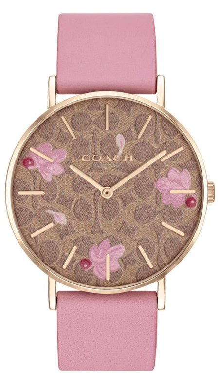 Buy Shop Coach Perry Floral Motif Fawn Dial Pink Leather Strap Watch for Women - 14503442 USA Online