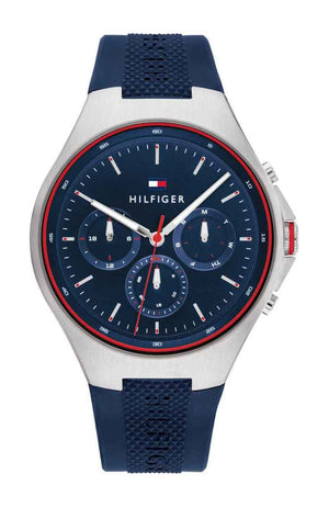 Buy Shop Tommy Hilfiger Justin Chronograph Blue Dial Blue Rubber Strap Watch for Men - 1792057 USA Online