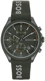 Hugo Boss Velocity Chronograph Green Dial Green Rubber Strap Watch For Men - 1514060