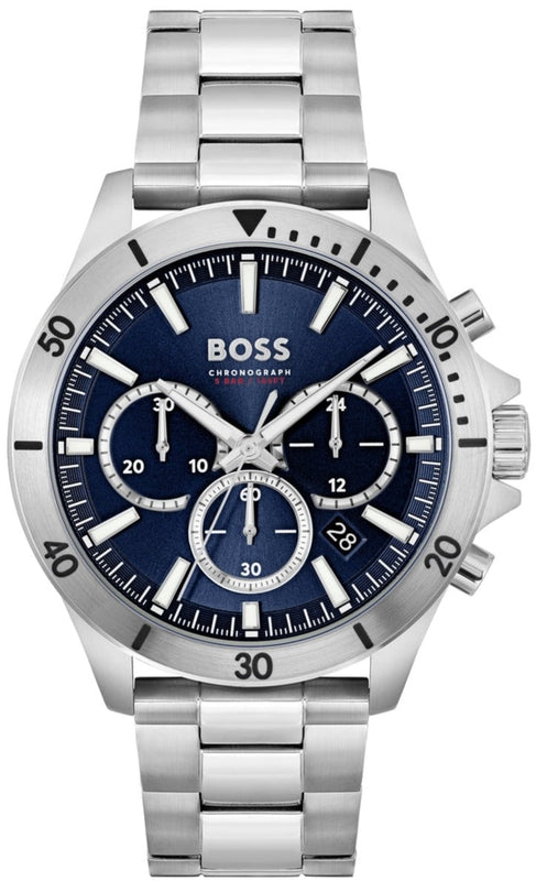 Buy Shop Hugo Boss Troper Chronograph Blue Dial Silver Steel Strap Watch For Men - 1514069 USA Online