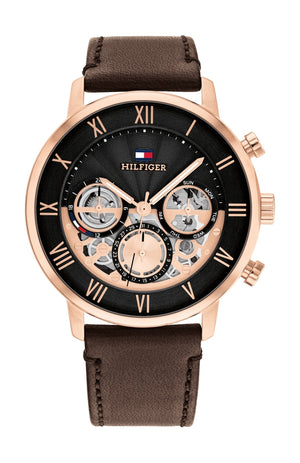 Buy Shop Tommy Hilfiger Legend Analog Black Dial Brown Leather Strap Watch For Men - 1710566 USA Online