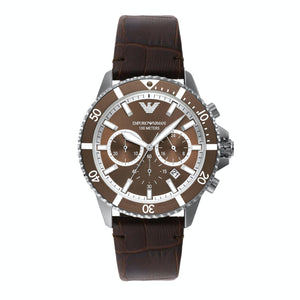 Buy Shop Emporio Armani Diver Chronograph Brown Dial Brown Leather Strap Watch For Men - AR11486 USA Online