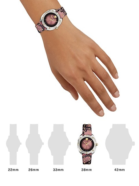 Buy Shop Versace Shadov Pink Dial Pink Leather Strap Watch for Women - VEBM00818 USA Online