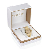 Versace Greca Time Quartz Gold Dial Gold Steel Strap Watch For Men - VE3K00522