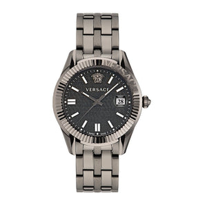Buy Shop Versace Greca Time Quartz Black Dial Grey Steel Strap Watch for Men - VE3K00622 USA Online