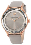 Swarovski Octea Nova Grey Dial Grey Leather Strap Watch for Women - 5295326