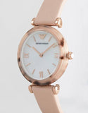 Buy Shop Emporio Armani Mother of Pearl Dial Beige Leather Strap Watch For Women - AR11004 USA Online