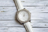 Buy Shop Guess Rosette Analog White Dial White Leather Strap Watch For Women - W75043L1 USA Online