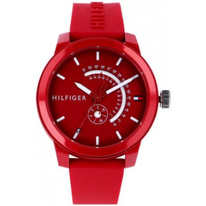 Buy Shop Tommy Hilfiger Denim Quartz Red Dial Red Rubber Strap Watch for Men - 1791480 USA Online